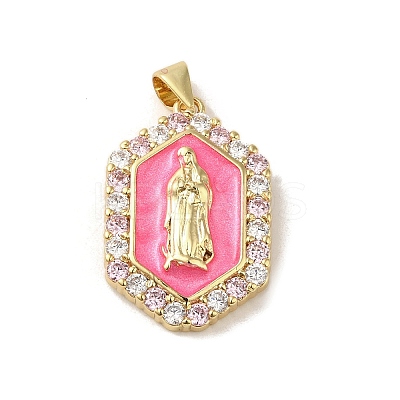 Rack Plating Brass Enamel Cubic Zirconia Pendants KK-S366-04G-1
