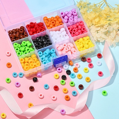480Pcs 12 Colors Opaque Acrylic European Beads SACR-YW0001-42-1