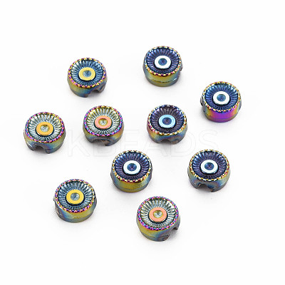 Rack Plating Rainbow Color Alloy Beads Rhinestone Settings PALLOY-S180-367-1