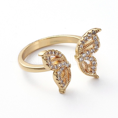Adjustable Brass Cuff Finger Rings RJEW-G096-03G-1