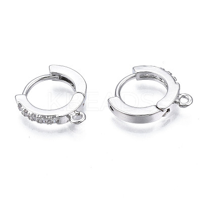 Brass Micro Pave Cubic Zirconia Huggie Hoop Earring Findings X-KK-T063-012P-NF-1