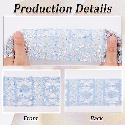 5Yards Polyester Flower Lace Ribbons with Paillettes OCOR-GF0005-24E-1
