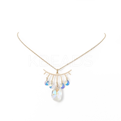 Teardrop Glass Pendant Necklace NJEW-JN04231-1