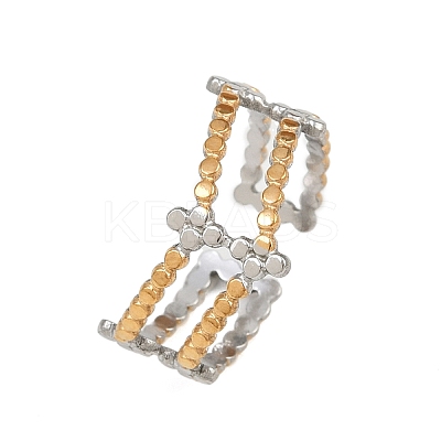 304 Stainless Steel Double Color Cuff Rings RJEW-S635-01GP-03-1