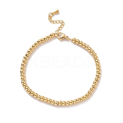 PVD Vacuum Plating 201 Stainless Steel Round Beaded Bracelet for Women STAS-D179-03G-02-1