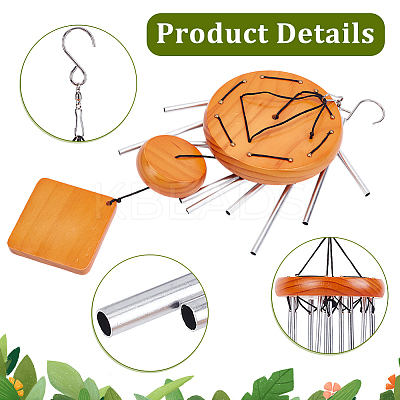 DIY Wood & Aluminium Round Tube Wind Chime Making Kits DIY-PH0023-72A-1