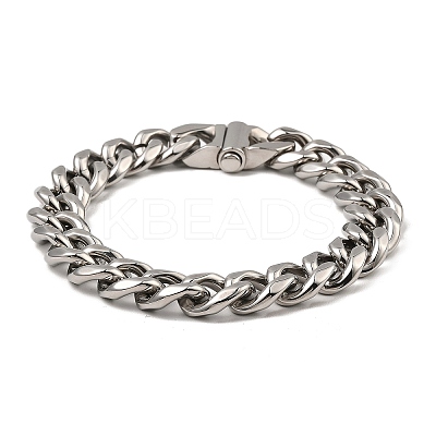 Non-Tarnish 304 Stainless Steel Cuban Link Chain Bracelet NJEW-D050-02F-P-1