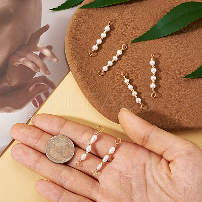 6Pcs 3 Styles Natural Cultured Freshwater Pearl Beaded Connector Charms PALLOY-TA00269-1