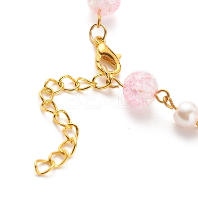Bling Glass & Imitation Pearl Round Beaded Bracelet for Women BJEW-JB08591-1