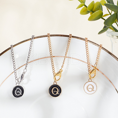 Flat Round with Letter Alloy Enamel Wine Glass Charms AJEW-AB00184-17-1