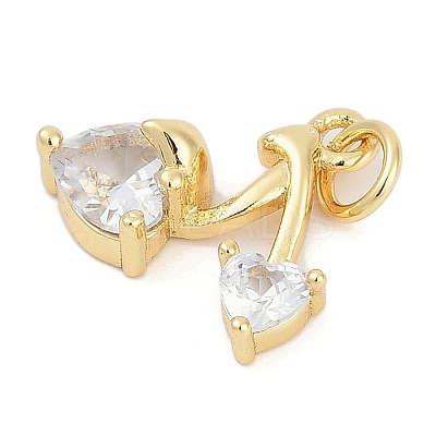Brass Micro Pave Clear Cubic Zirconia Charms KK-G522-40G-01-1