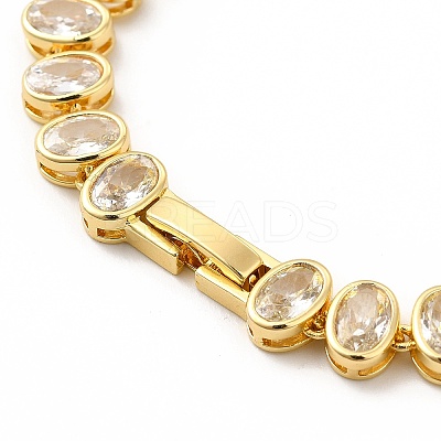 Clear Cubic Zirconia Oval Link Chain Bracelet BJEW-E073-04G-1