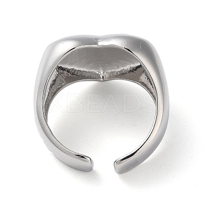Eco-Friendly Brass Heart Open Cuff Rings for Women RJEW-A025-02P-1