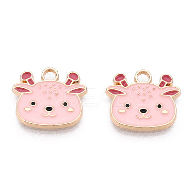 Light Gold Plated Alloy Enamel Pendants ENAM-T009-84C-RS-1