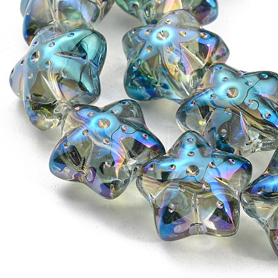 Half Rainbow Plated Electroplate Transparent Glass Beads Strands EGLA-G037-07A-HR04-1