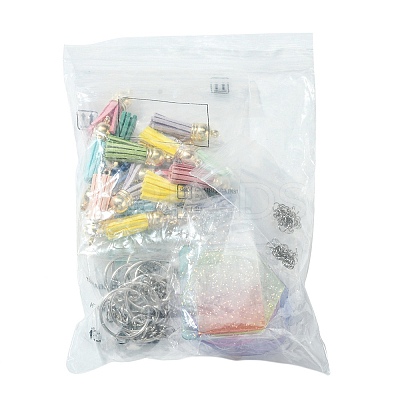 DIY Acrylic Disc Tassel Keychain Making Kits DIY-FS0006-01C-1