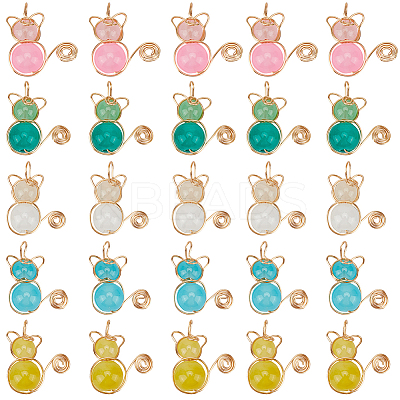 40Pcs 5 Colors Imitation Jade Glass Beads Pendants FIND-SC0009-72-1
