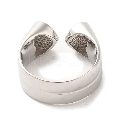 Brass Micro Pave Cubic Zirconia Open Cuff Rings RJEW-P098-13P-1