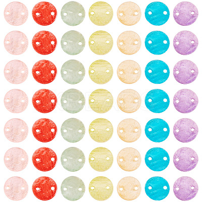 70Pcs 7 Styles Spray Painted Natural Capiz Shell Connector Charms SSHEL-TA0001-21-1