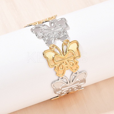 304 Stainless Steel Cuff Bangles for Women BJEW-G757-10GP-1