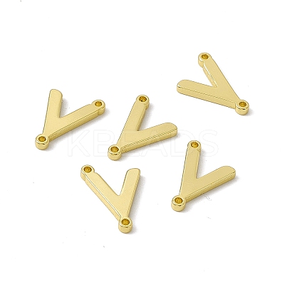 Rack Plating Brass Letter Connector Charms KK-C007-38G-V-1