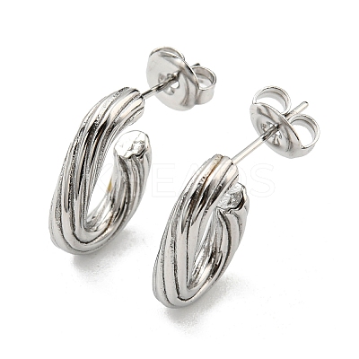 Non-Tarnish 304 Stainless Steel Oval Stud Earrings EJEW-R154-01P-1