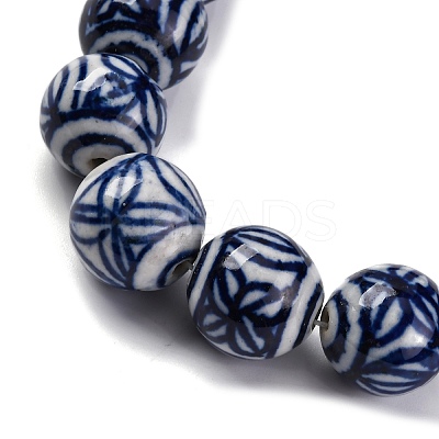 Handmade Blue and White Porcelain Beads Strands PORC-I027-04A-1