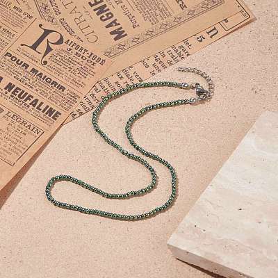 Round Glass Beaded Necklace for Women NJEW-JN03821-03-1