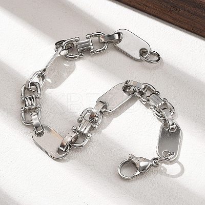 304 Stainless Steel Oval Link Chain Bracelets for Women Men LS-BJEW-A033-04P-1
