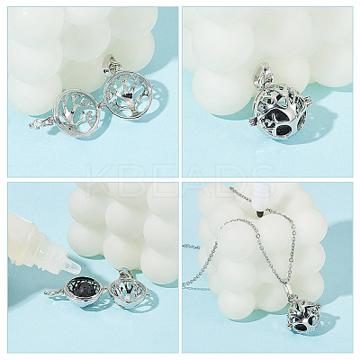 12Pcs 12 Styles Brass Hollow Bead Cage Pendants KK-AR0004-44-1