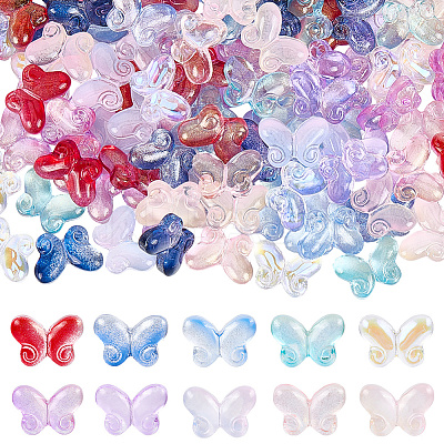 150Pcs 10 Colors Transparent Baking Paint Glass Beads GLAA-LT0001-03-1