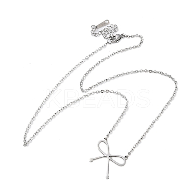 Non-Tarnish 304 Stainless Steel Bowknot Pendant Necklaces for Women NJEW-S434-01P-1