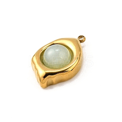 304 Stainless Steel with Natural Mixed Gemstone Pendants  Oval STAS-Z135-08G-1