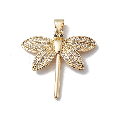 Rack Plating Brass Micro Pave Clear Cubic Zirconia Pendants KK-H434-44G-1