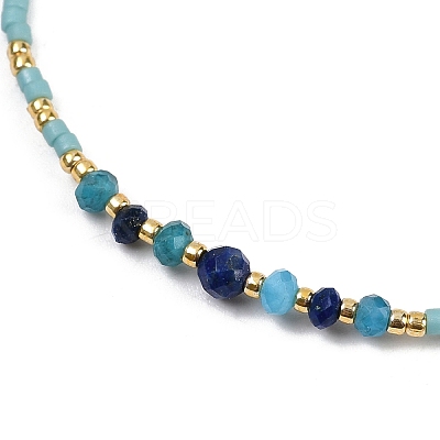 Miyuki Seed Beads and Natural Apatite Braided Bead Bracelets BJEW-C061-01-1