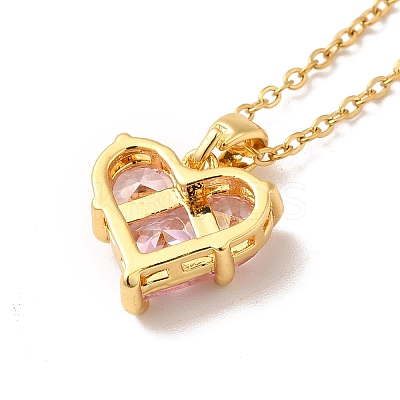 Pink Cubic Zirconia Pendant Necklace NJEW-H161-01B-1