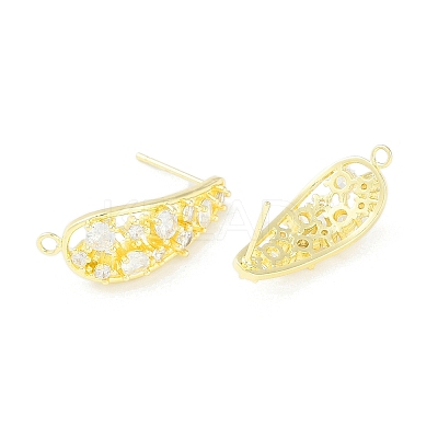 Brass Pave Clear Cubic Zirconia Stud Earring Findings LS-KK-F875-03G-1