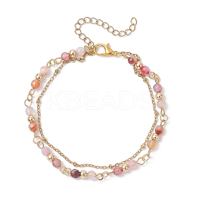 Natural Agate Round Beads Multi-strand Bracelets BJEW-JB12468-03-1