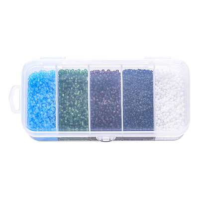 6000Pcs 5 Colors Frosted Opaque Glass Seed Beads SEED-YW0001-17-1