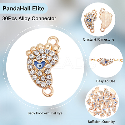 30Pcs Alloy Crystal Rhinestone Connector Charms ALRI-PH0001-26-1