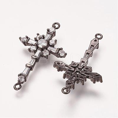 Brass Micro Pave Cubic Zirconia Links ZIRC-E113-06B-1
