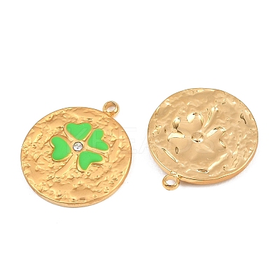304 Stainless Steel Enamel & Crystal Rhinestone Pendants STAS-G398-28G-03-1