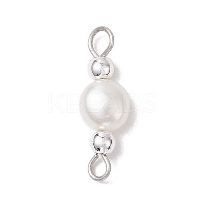 Natural Cultured Freshwater Pearl Potato & Round Electroplate Non-magnetic Synthetic Hematite Beaded Connector Charms PALLOY-JF04191-02-1