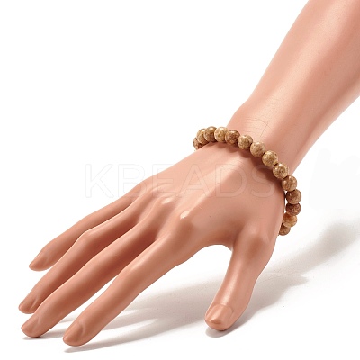 8.5mm Dyed Natural Maifanite/Maifan Stone Round Beads Stretch Bracelet for Girl Women BJEW-JB07178-1