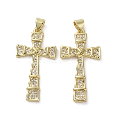 Brass Micro Pave Clear Cubic Zirconia Pendants KK-H466-09G-04-1