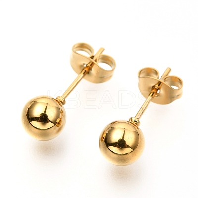304 Stainless Steel Ball Stud Earrings EJEW-C501-10D-1