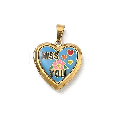 304 Stainless Steel Locket Pendants STAS-H255-02G-04-1