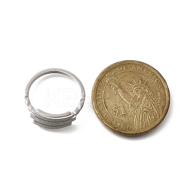 Textured Rectangle 304 Stainless Steel Finger Ring for Women RJEW-L126-05B-05P-1