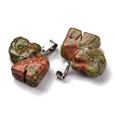Natural Unakite Pendants G-B127-05P-12-1