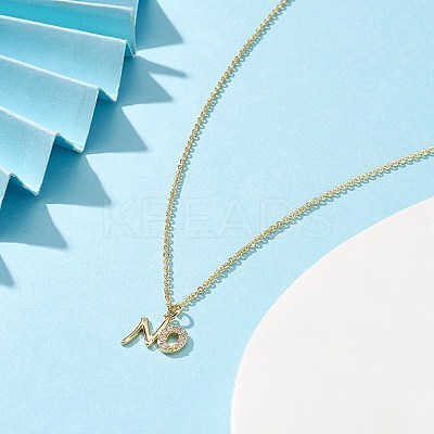 Clear Cubic Zirconia Word No Pendant Necklace NJEW-JN04330-02-1